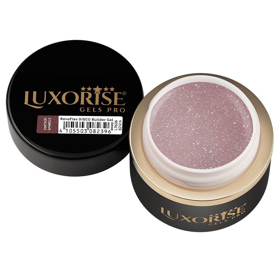 Gel UV Constructie Unghii RevoFlex Disco LUXORISE 15ml, Vintage Sparkle - 1 | YEO