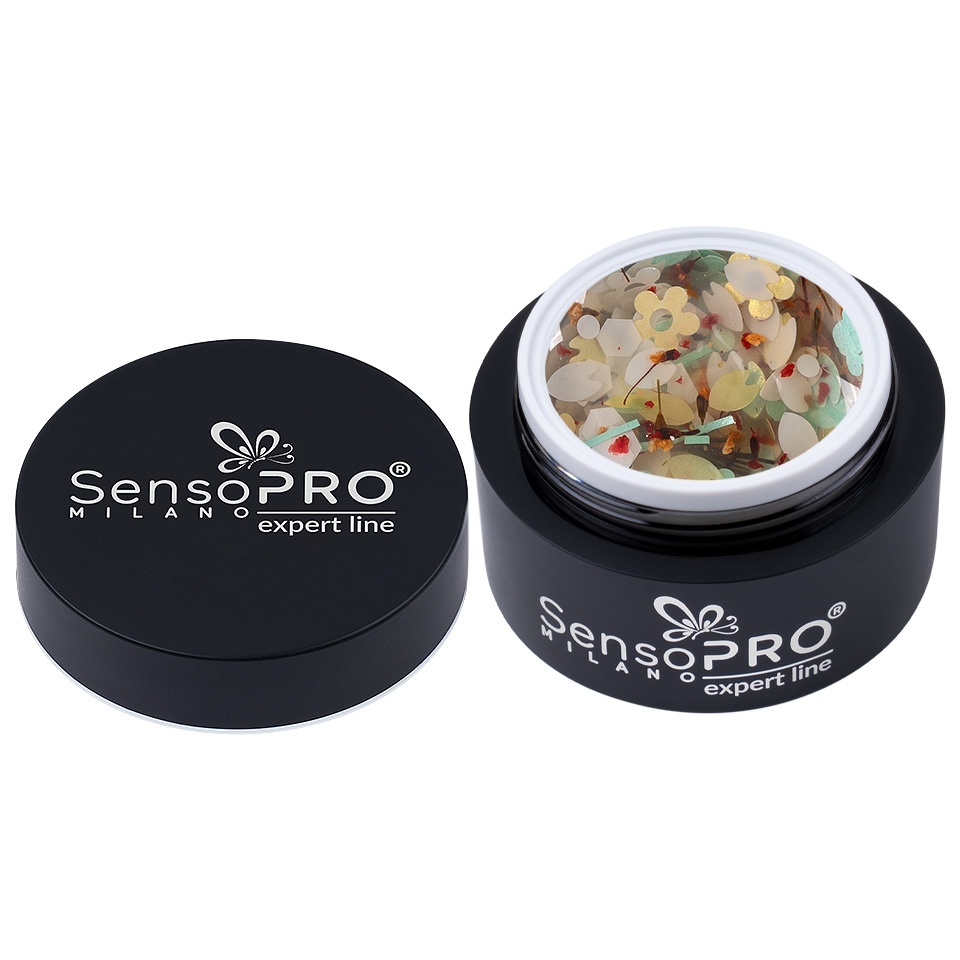Gel UV Transparent Bloom Dream, SensoPRO Milano Expert Line - Peach Confetti 5ml - 2 | YEO
