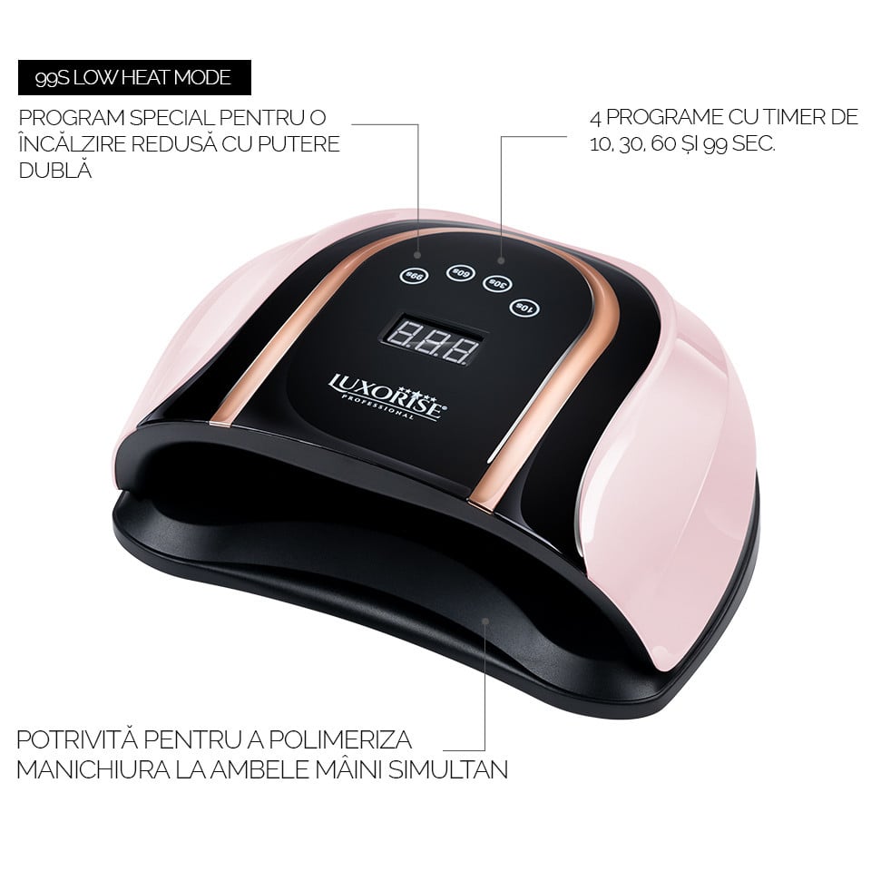 Lampa UV LED pentru doua maini 140W INFINITY PRO - LUXORISE, Pink - 3 | YEO