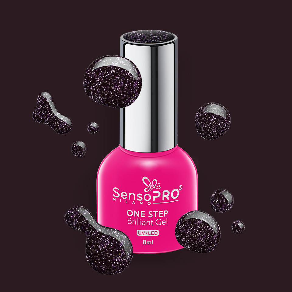 Oja Semipermanenta One Step Brilliant Gel SensoPRO Milano 8ml, Black Jeweles #81 - 1 | YEO