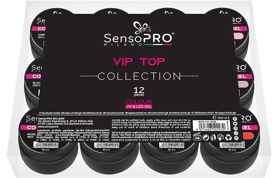 Set 12 Geluri UV Colorate VIP TOP Collection, SensoPRO Milano - 3 | YEO