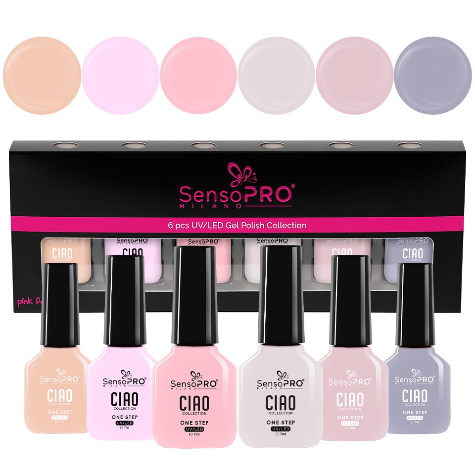 Set 6 Oje Semipermanente CIAO One Step 7ml SensoPRO Milano, Nude Grace