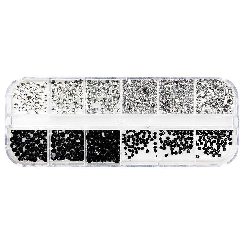 Strasuri Unghii LUXORISE, Disco Black & White, 12 modele - 1 | YEO