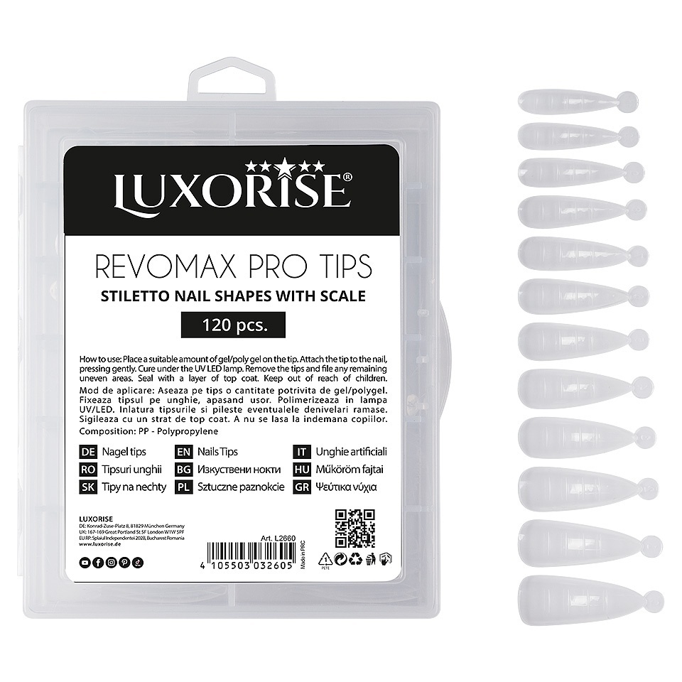 Tipsuri Reutilizabile REVOMAX PRO TIPS LUXORISE - Stiletto, 120 buc - 1 | YEO