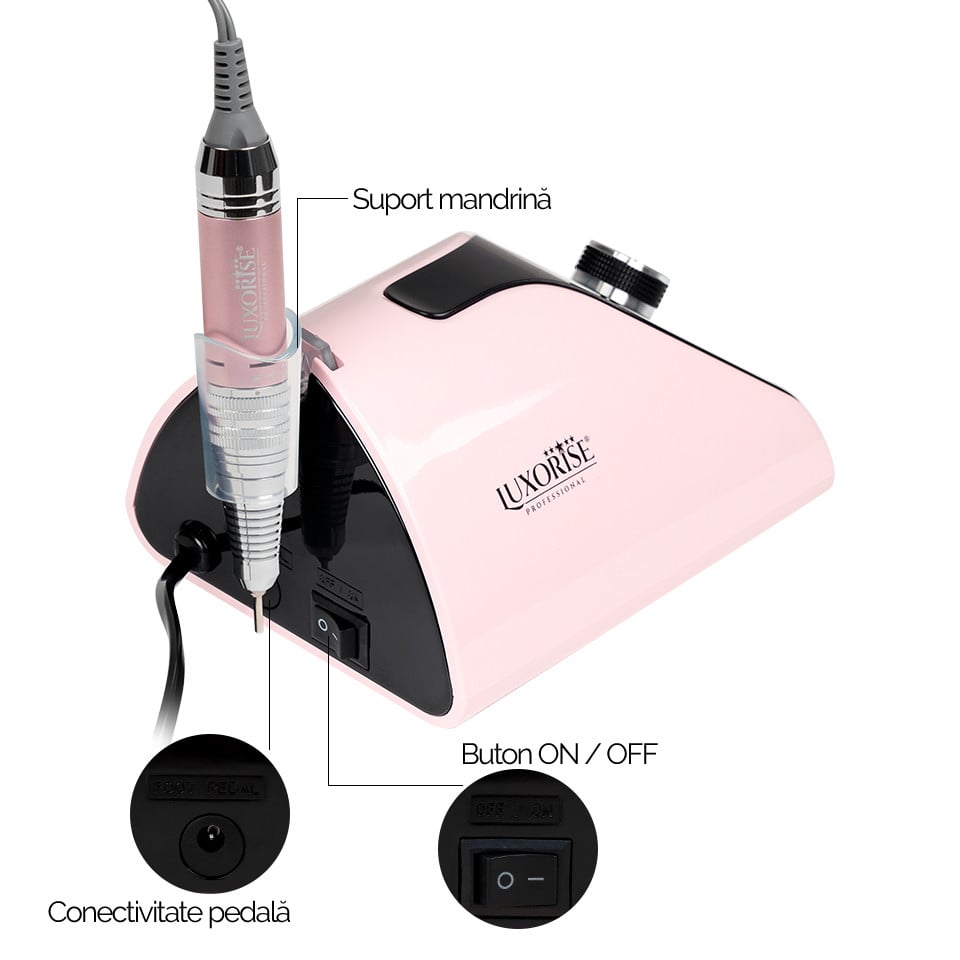 Freza unghii profesionala Energy Elite - LUXORISE , 35.000 RPM, Pink - 1 | YEO