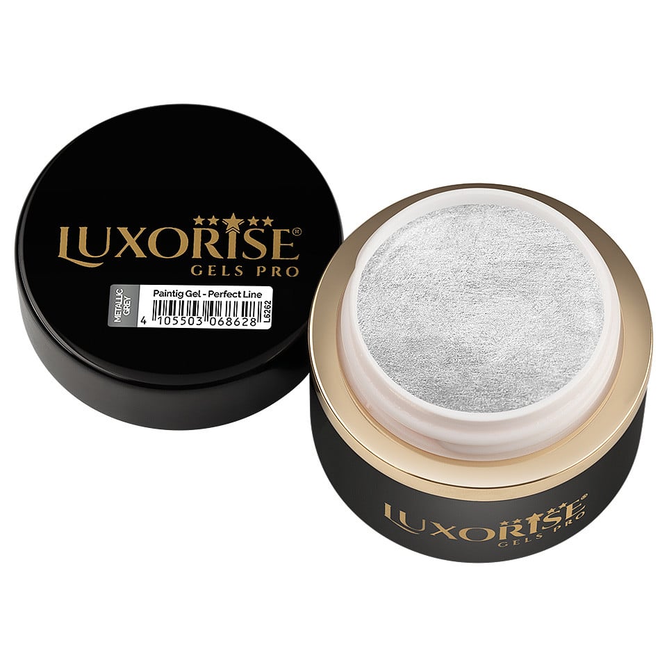 Gel Pictura Unghii LUXORISE Perfect Line - Metallic Grey, 5ml - 2 | YEO