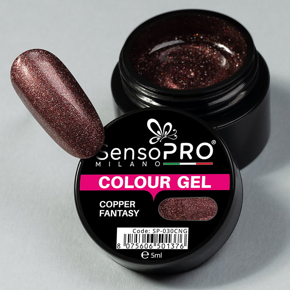 Gel UV Colorat Copper Fantasy 5ml, SensoPRO Milano - 2 | YEO