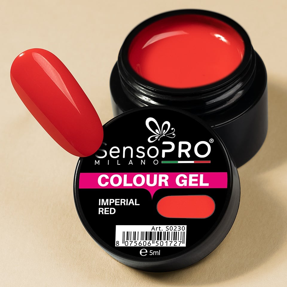 Gel UV Colorat Imperial Red 5ml, SensoPRO Milano - 3 | YEO