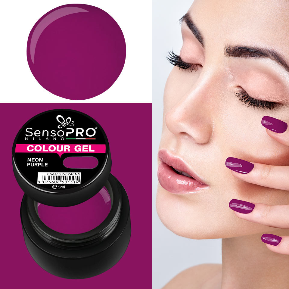 Gel UV Colorat Neon Purple 5ml, SensoPRO Milano - 2 | YEO