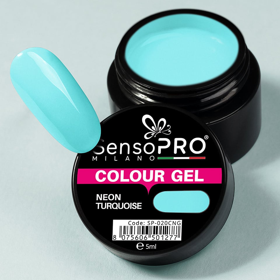 Gel UV Colorat Neon Turquoise 5ml, SensoPRO Milano - 3 | YEO