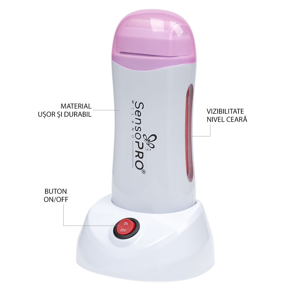 Incalzitor ceara cu suport SensoPRO Milano WAX EXPERT PRO, Roz - 1 | YEO