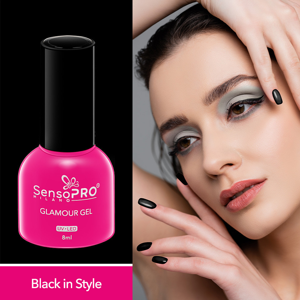 Oja Semipermanenta Glamour Gel SensoPRO Milano 8ml, Black in Style #02 - 1 | YEO