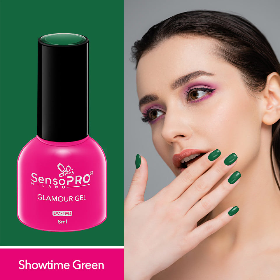 Oja Semipermanenta Glamour Gel SensoPRO Milano 8ml, Showtime Green #106 - 1 | YEO