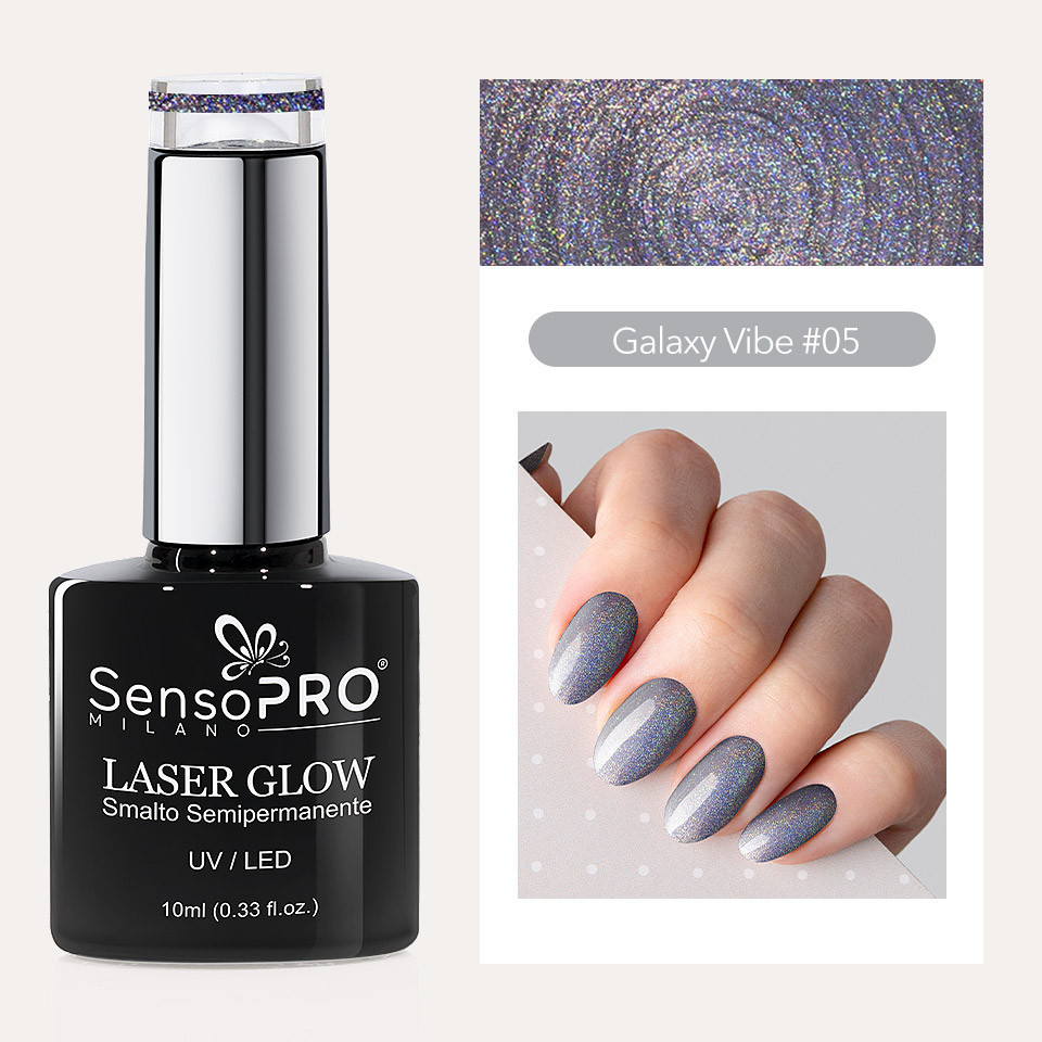 Oja Semipermanenta Holografica Laser Glow SensoPRO Milano 10ml, Galaxy Vibe #05 - 1 | YEO