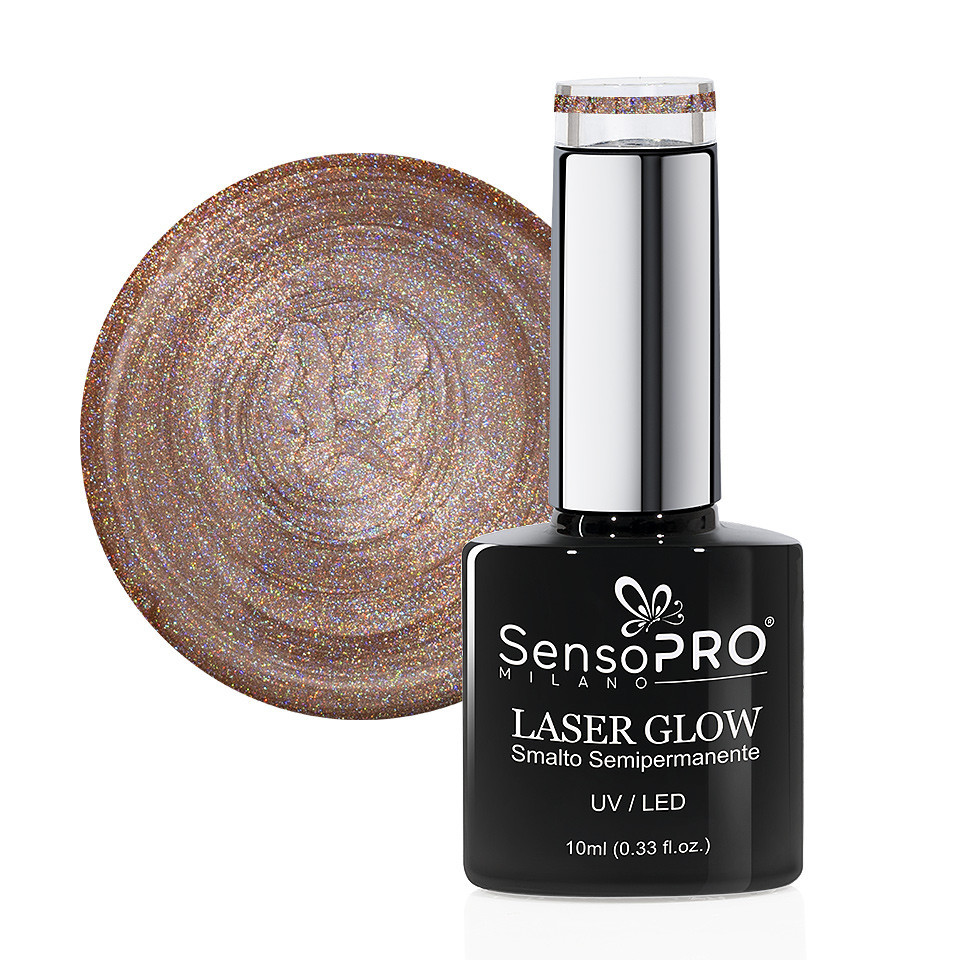 Oja Semipermanenta Holografica Laser Glow SensoPRO Milano 10ml, Dazzling Nude #15