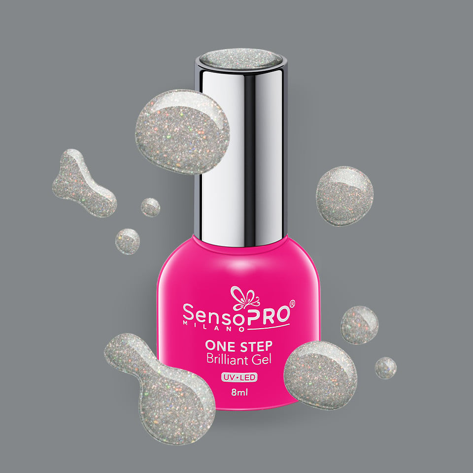 Oja Semipermanenta One Step Brilliant Gel SensoPRO Milano 8ml, Diamond Sparkle #76 - 1 | YEO