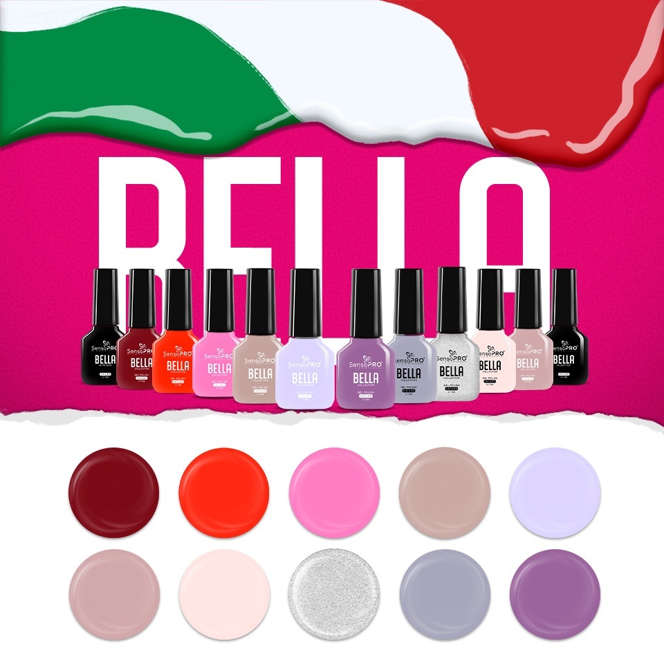 Set 10 Oje Semipermanente, Base Coat & Top Coat BELLA SensoPRO Milano, Timeless Elegance - 1 | YEO