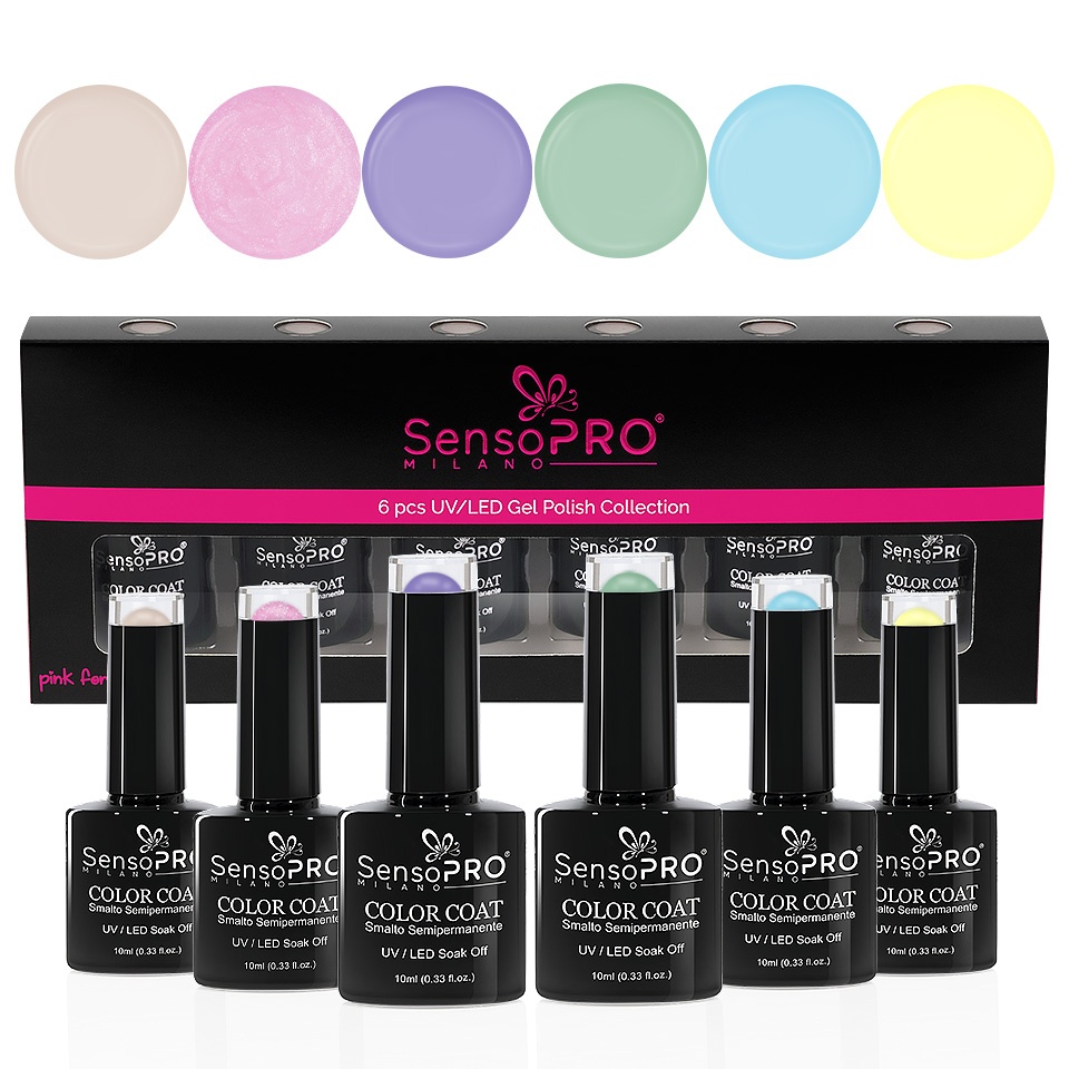 Set 6 Oje Semipermanente 10ml SensoPRO Milano, Sweet Pastel