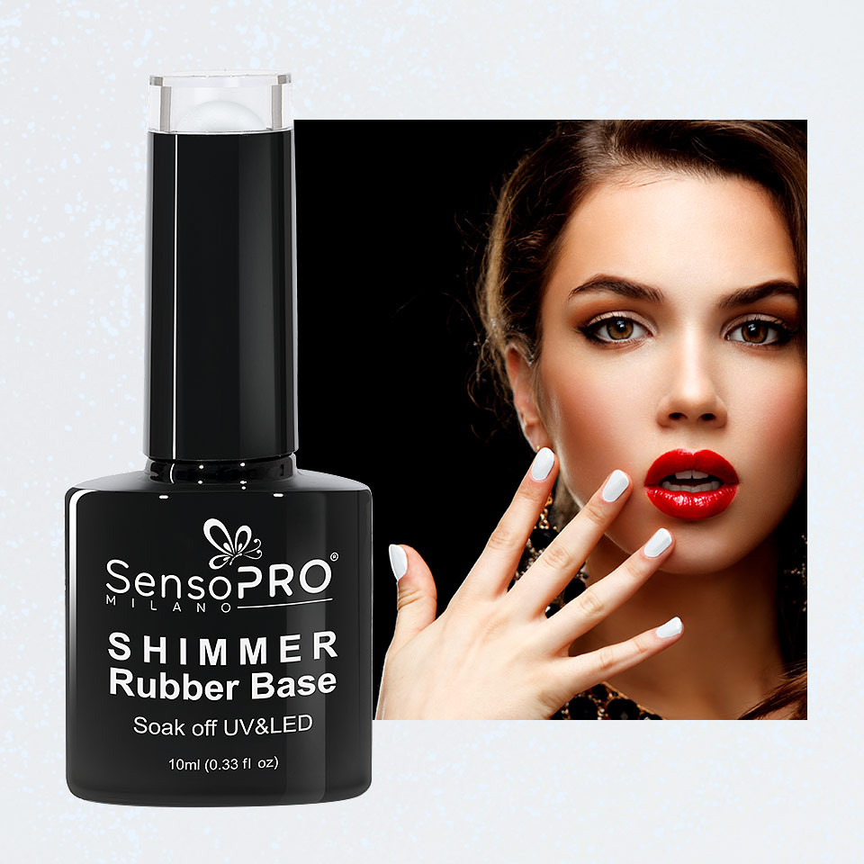 Shimmer Rubber Base SensoPRO Milano - #02 Milky White Shimmer Blue, 10ml - 1 | YEO