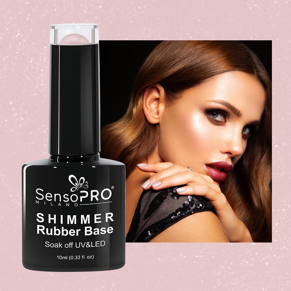 Shimmer Rubber Base SensoPRO Milano - #06 Rare Rose Shimmer Silver, 10ml - 1 | YEO