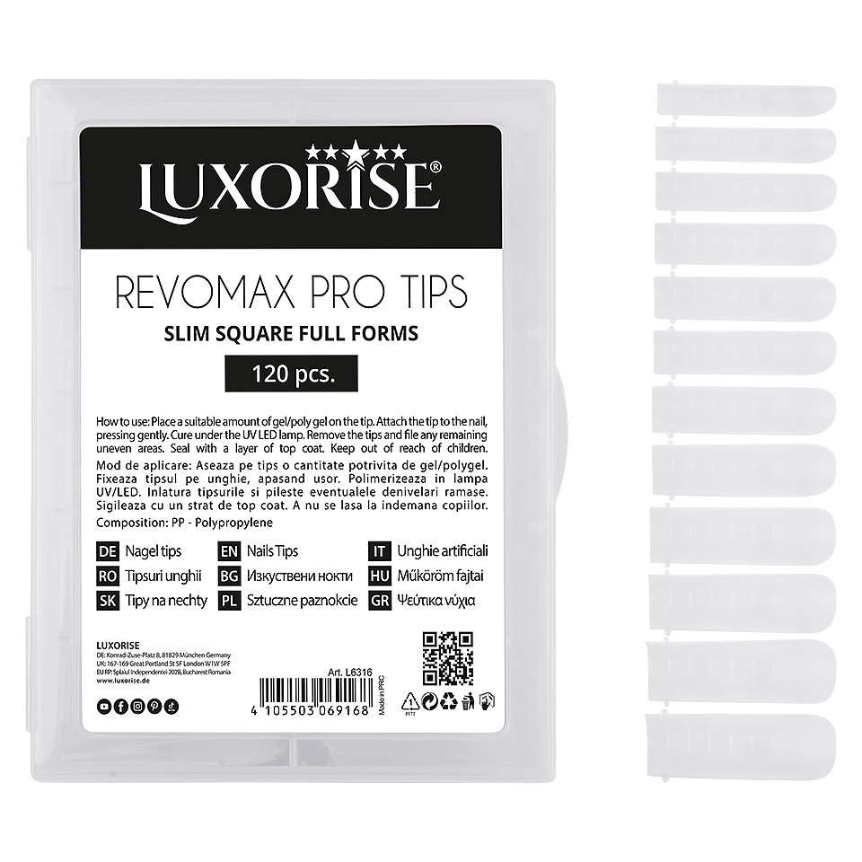 Tipsuri Reutilizabile REVOMAX PRO TIPS LUXORISE Slim Square - Full Forms pentru Polygel si gel, 120 buc - 3 | YEO