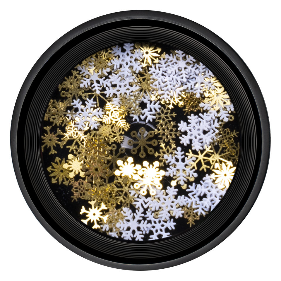 Decoratiuni Unghii LUXORISE, White & Gold Snowflakes - 1 | YEO