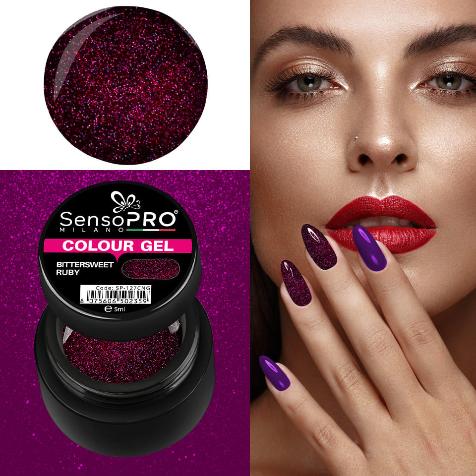 Gel UV Colorat Bittersweet Ruby 5ml, SensoPRO Milano - 2 | YEO