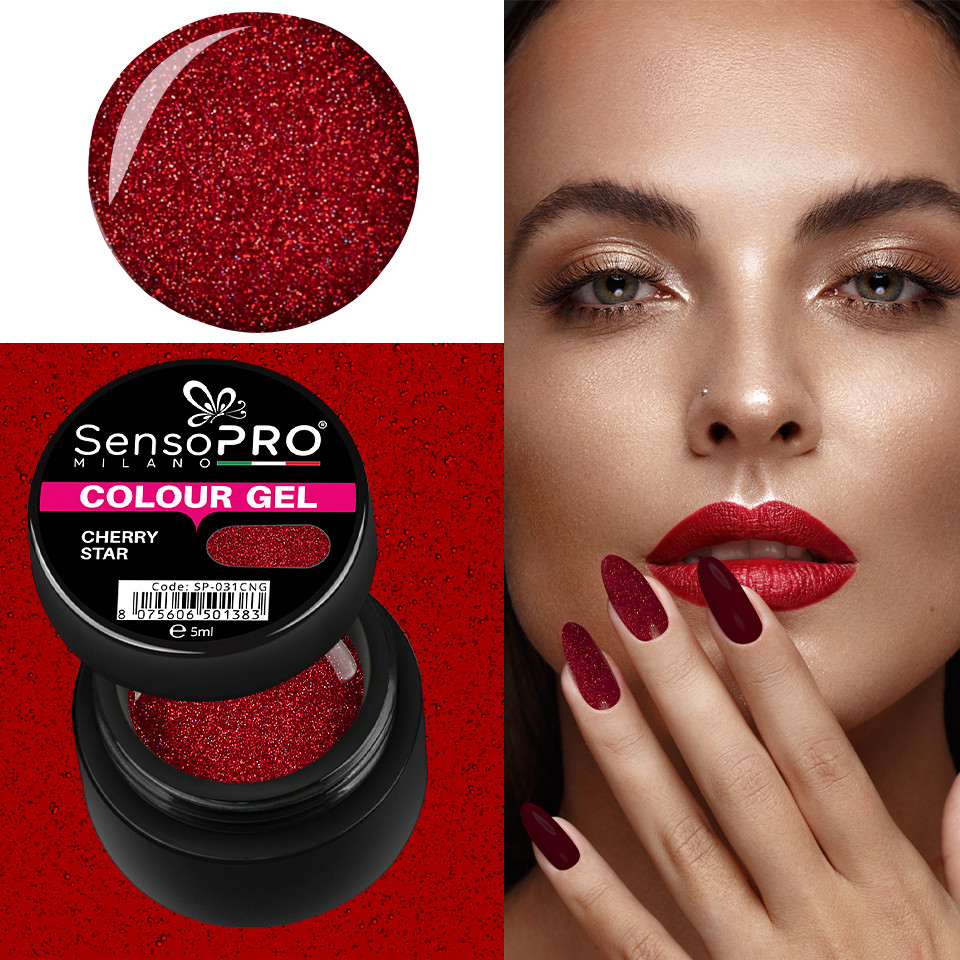 Gel UV Colorat Cherry Star 5ml, SensoPRO Milano - 2 | YEO