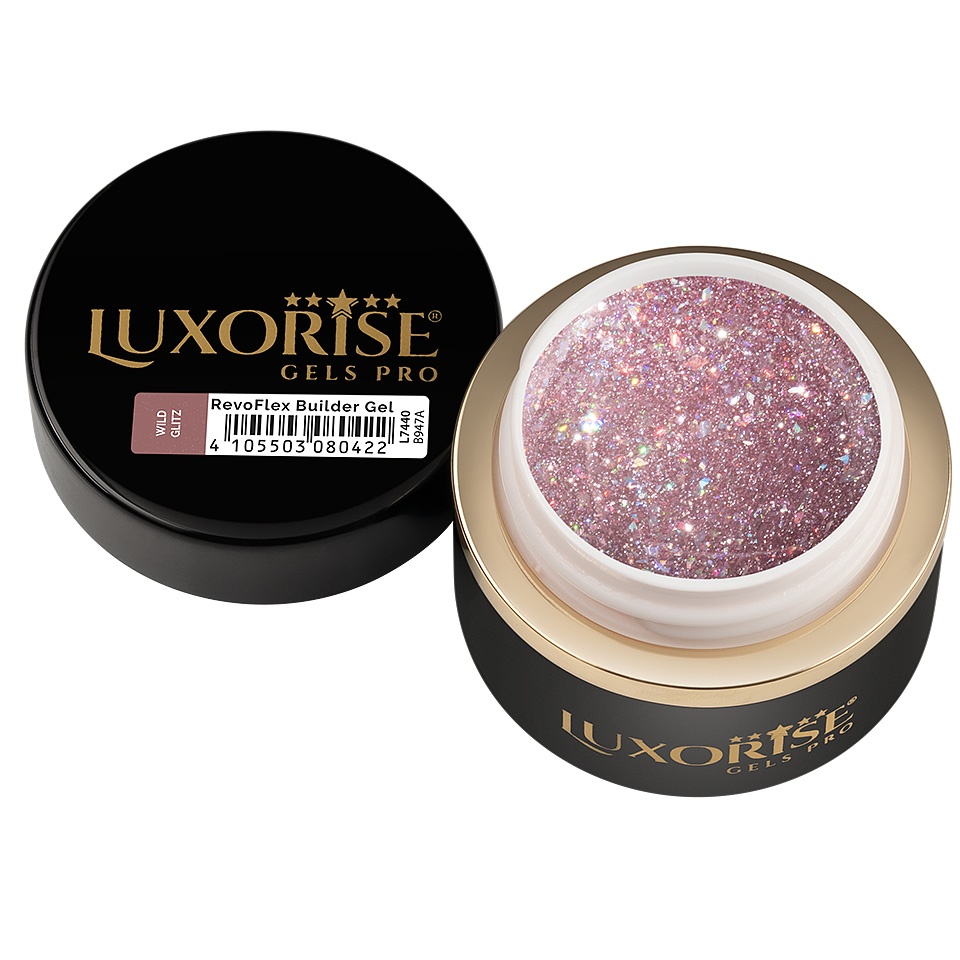 Gel UV Constructie Unghii RevoFlex LUXORISE 15ml, Wild Glitz - 2 | YEO