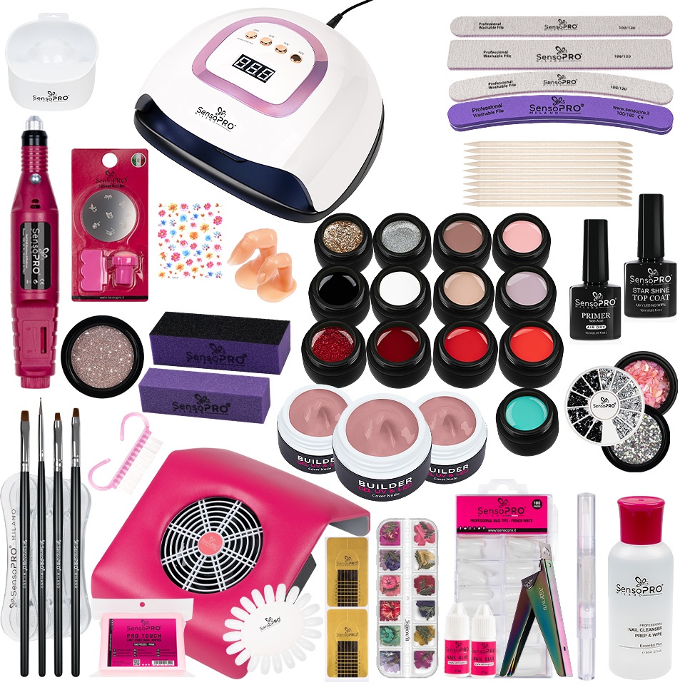 Kit Unghii False cu Gel UV SensoPRO Milano 15ml - Promotie #09 + CADOU Set 4 Pensule Manichiura