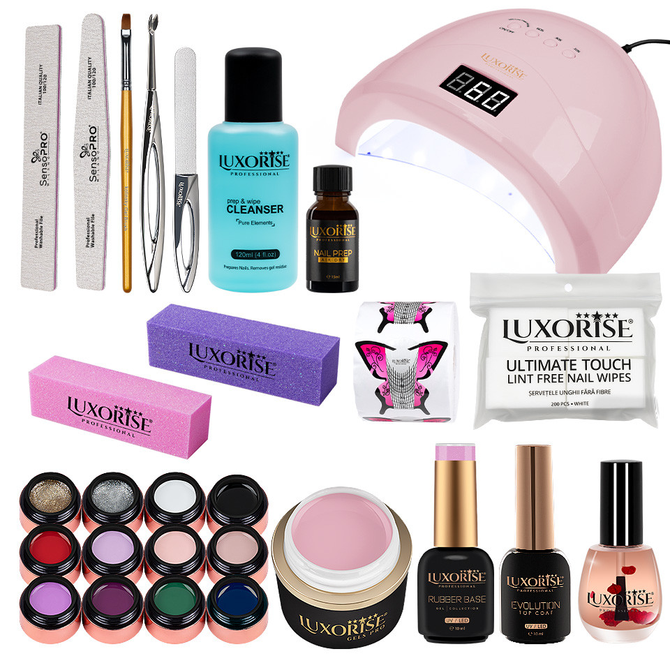 Kit Unghii Gel LUXORISE Timeless Nails + Lampa UV / LED