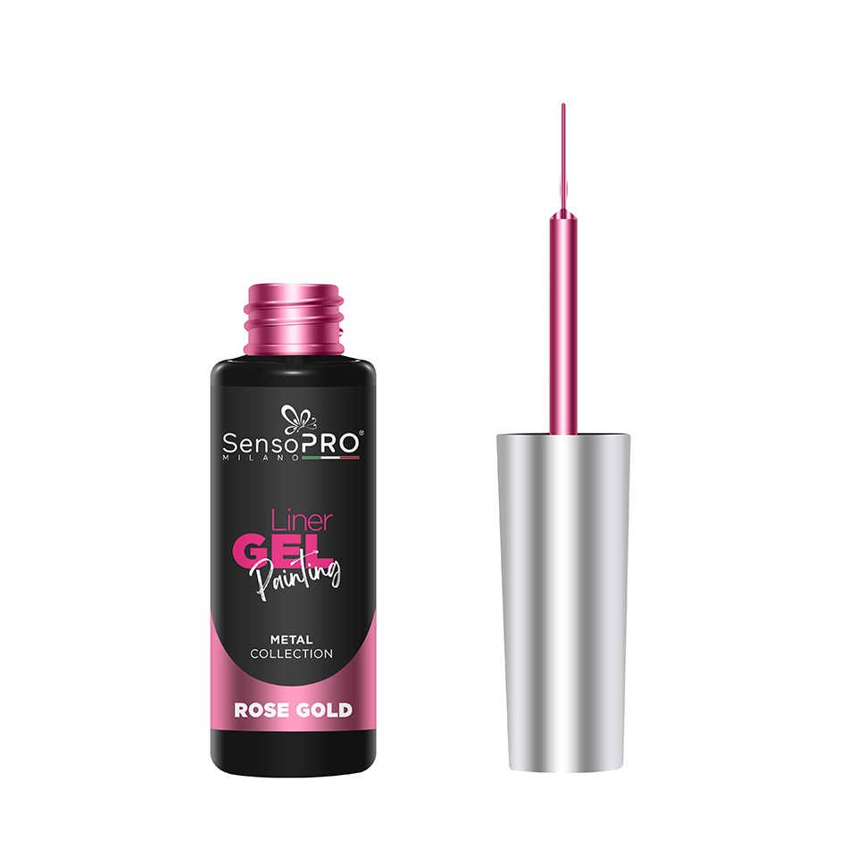 Liner Gel UV Pictura Unghii SensoPRO Milano Metal - Rose Gold 8ml - 1 | YEO