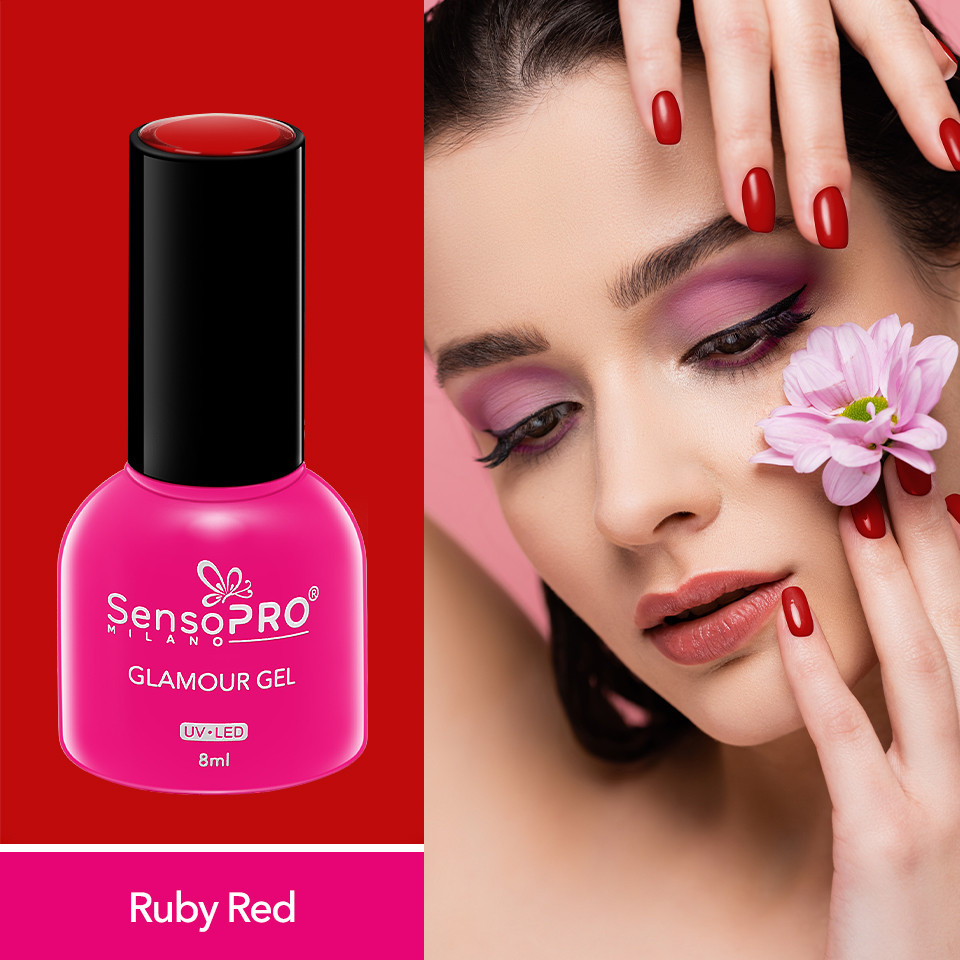 Oja Semipermanenta Glamour Gel SensoPRO Milano 8ml, Ruby Red #03 - 1 | YEO