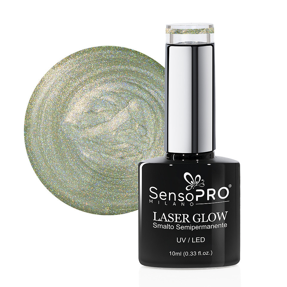 Oja Semipermanenta Holografica Laser Glow SensoPRO Milano 10ml, Jade Paradise #16