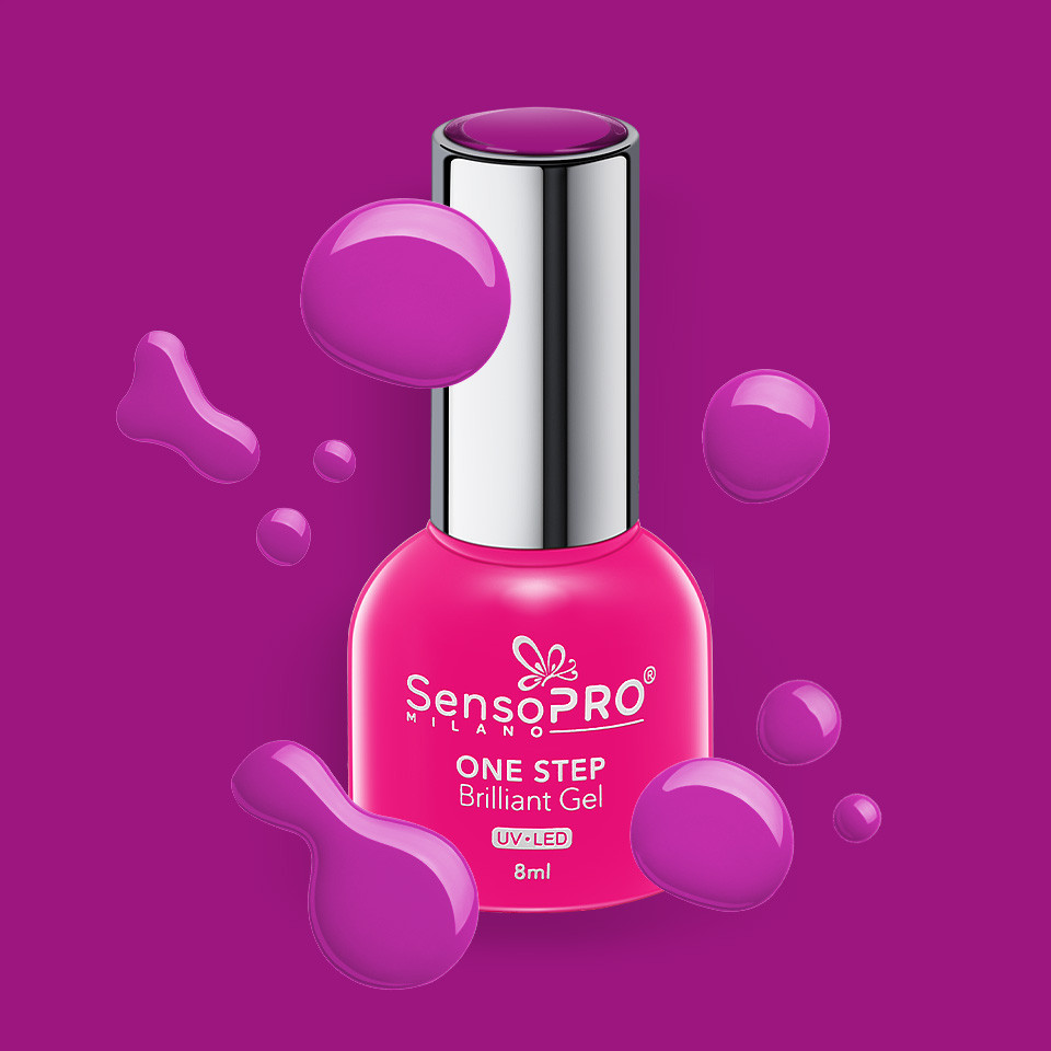 Oja Semipermanenta One Step Brilliant Gel SensoPRO Milano 8ml, Imperial Fuchsia #63 - 1 | YEO