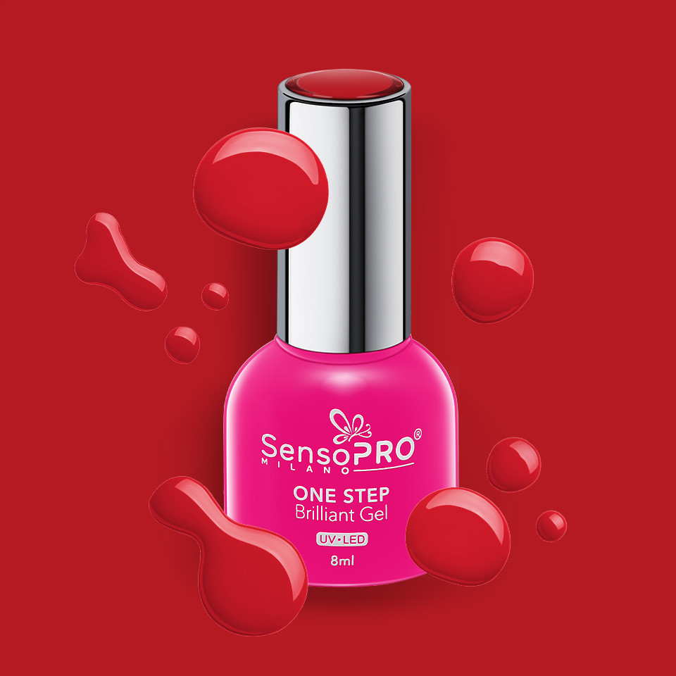 Oja Semipermanenta One Step Brilliant Gel SensoPRO Milano 8ml, Red Inception #03 - 1 | YEO