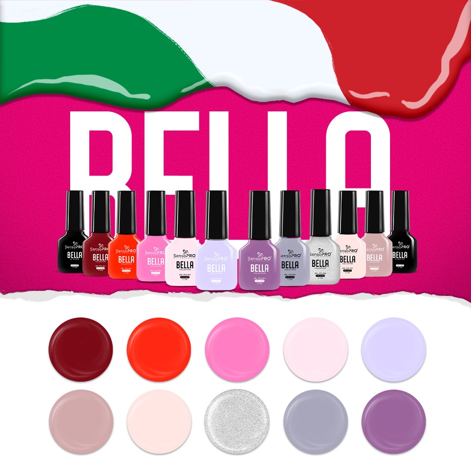 Set 10 Oje Semipermanente, Base Coat & Top Coat BELLA SensoPRO Milano, Timeless Elegance - 1 | YEO