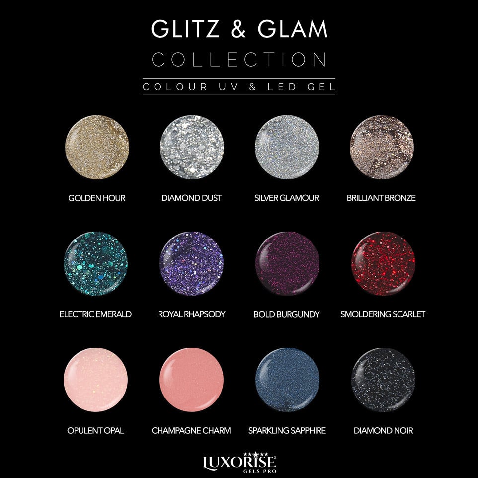 Set 12 Geluri UV Colorate LUXORISE, Glitz & Glam - 3 | YEO