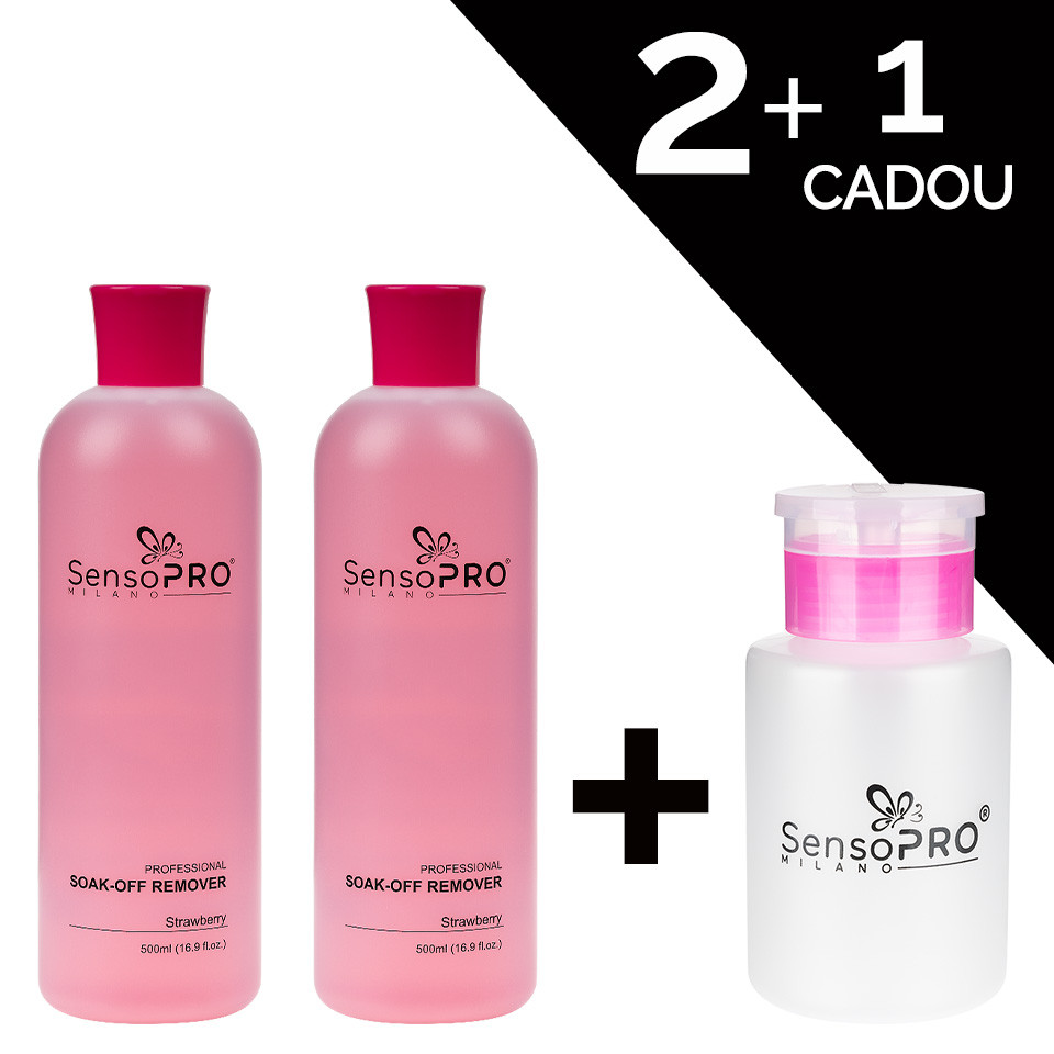 Set Soak-Off Remover Strawberry 1000ml + Cadou Dozator SensoPRO Milano