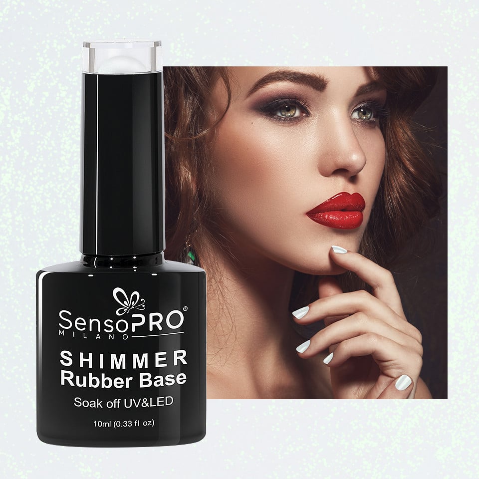 Shimmer Rubber Base SensoPRO Milano - #03 Milky White Shimmer Green, 10ml - 1 | YEO