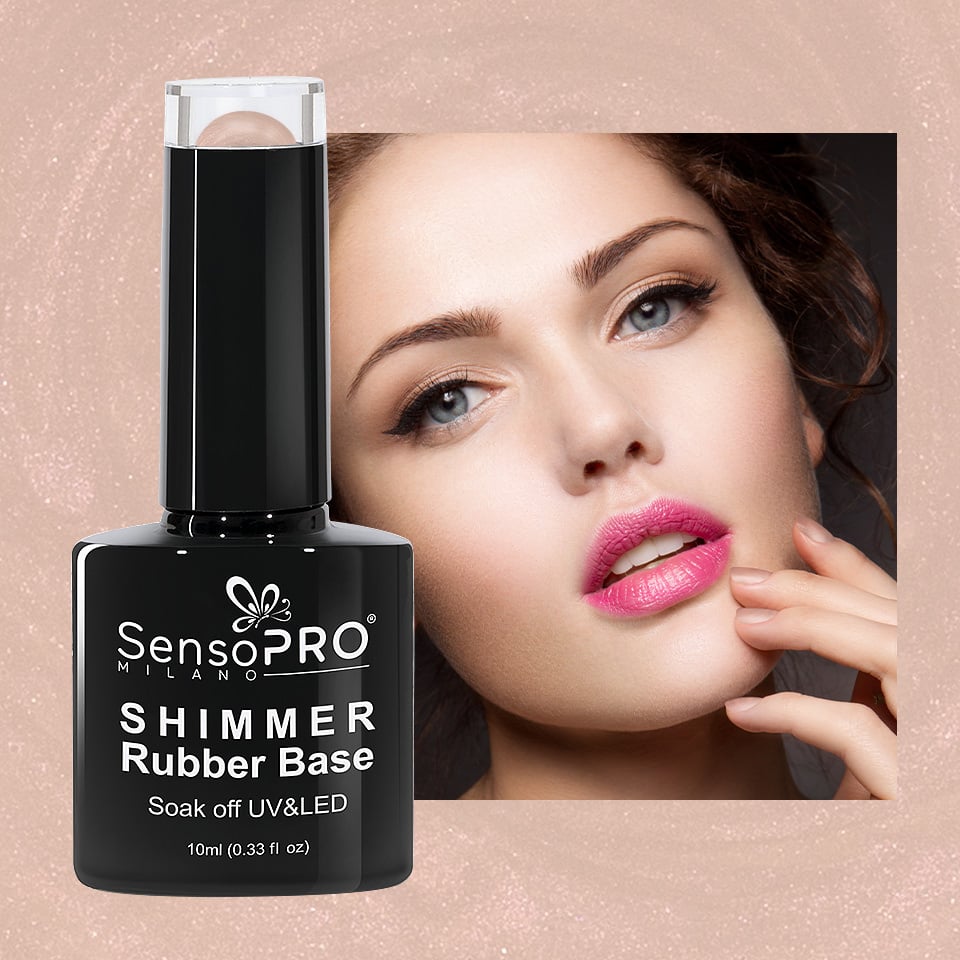 Shimmer Rubber Base SensoPRO Milano - #05 Perfect Nude Shimmer Red, 10ml - 1 | YEO