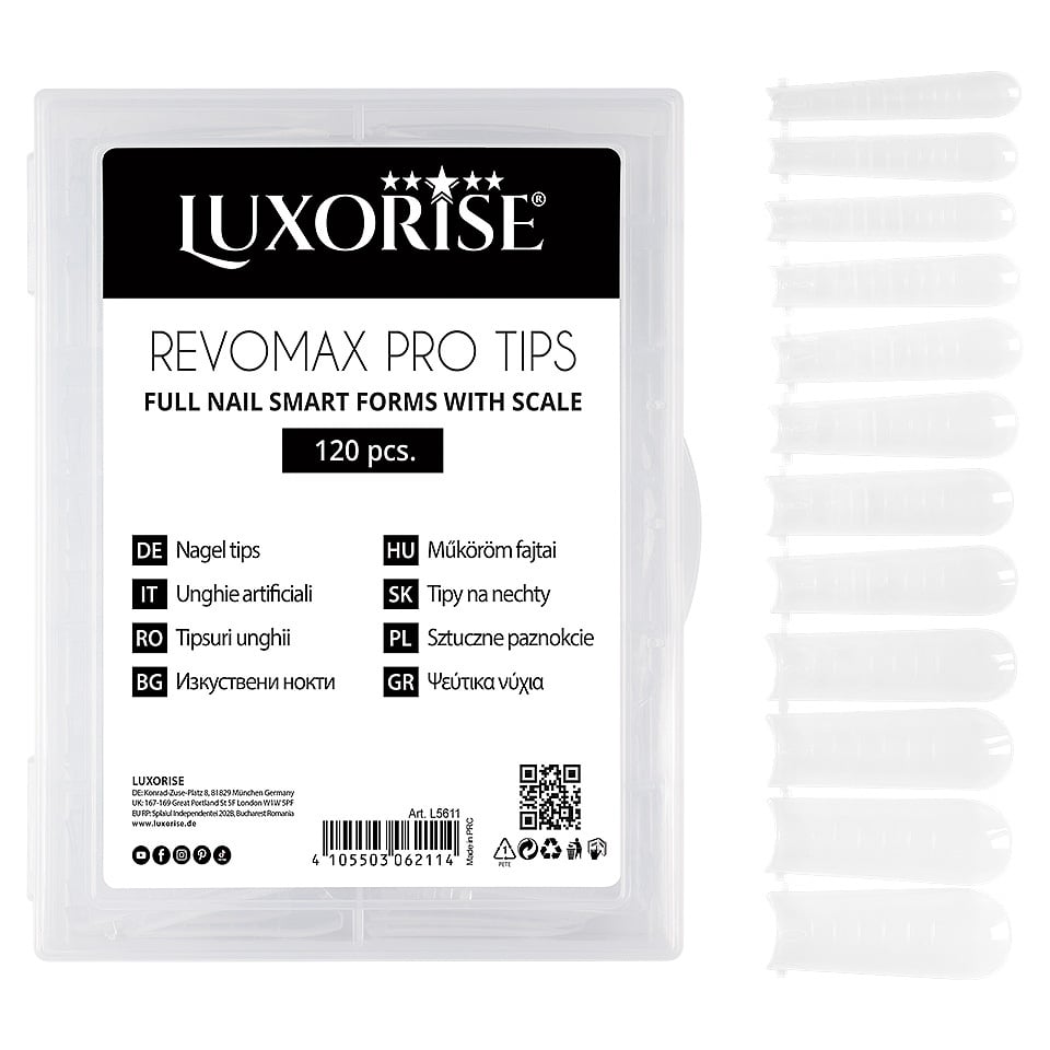 Tipsuri Reutilizabile Polygel & Gel REVOMAX PRO TIPS LUXORISE Full Nail, 120 buc - 2 | YEO