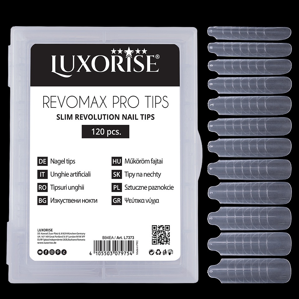 Tipsuri Reutilizabile REVOMAX PRO TIPS LUXORISE Slim Revolution pentru Polygel si gel, 120 buc