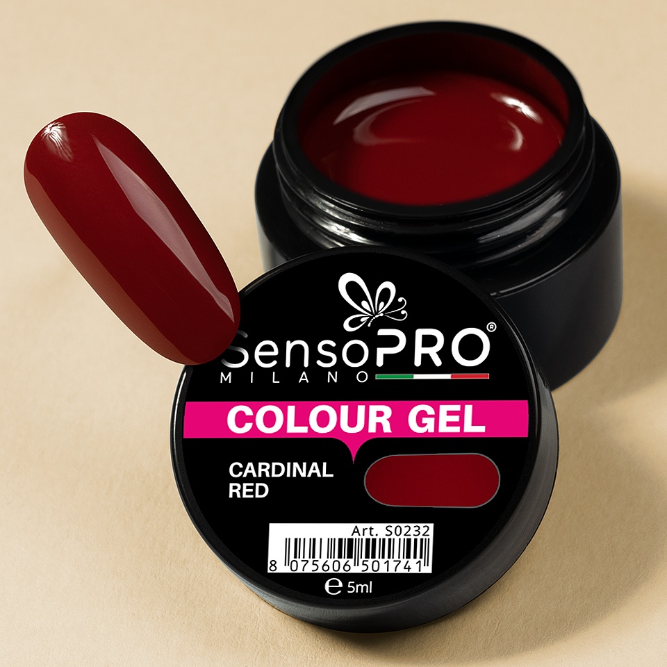 Gel UV Colorat Cardinal Red 5ml, SensoPRO Milano - 3 | YEO