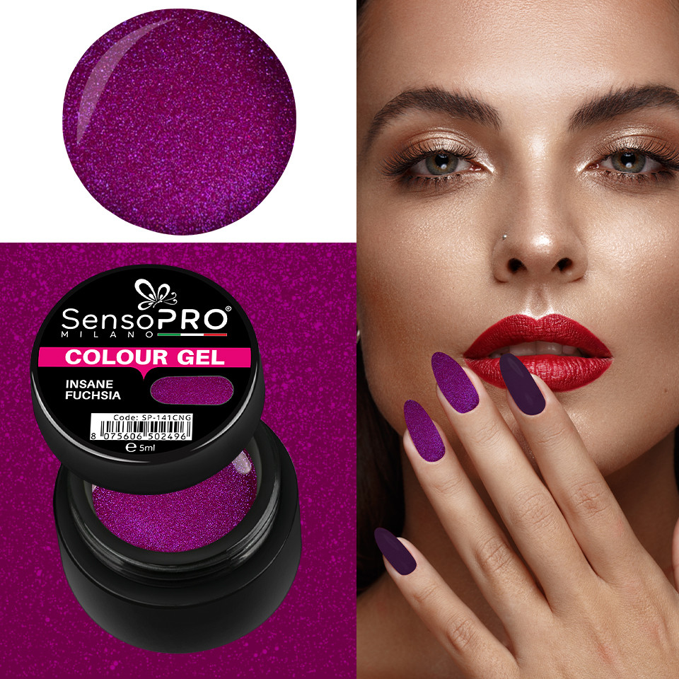 Gel UV Colorat Insane Fuchsia 5ml, SensoPRO Milano - 2 | YEO