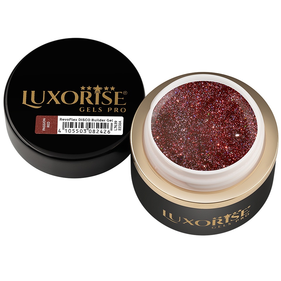 Gel UV Constructie Unghii RevoFlex Disco LUXORISE 15ml, Passion Red - 1 | YEO