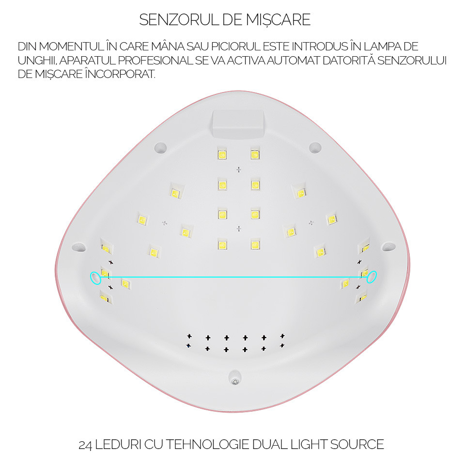 Lampa UV LED 48W SUN5 PRO SensoPRO Milano, Pink - 4 | YEO