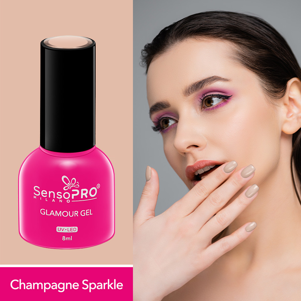 Oja Semipermanenta Glamour Gel SensoPRO Milano 8ml, Champagne Sparkle #24 - 1 | YEO