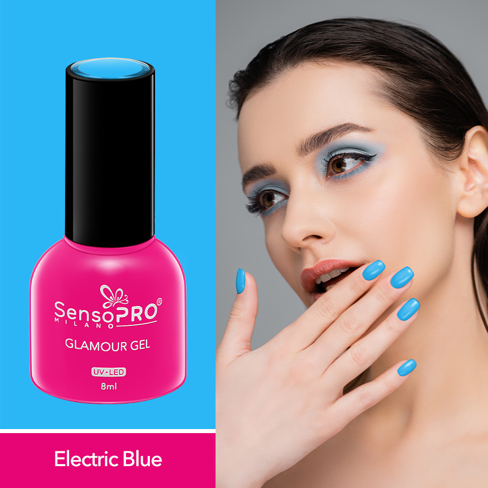 Oja Semipermanenta Glamour Gel SensoPRO Milano 8ml, Electric Blue #34 - 2 | YEO