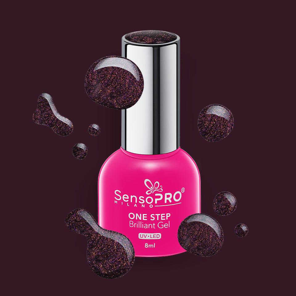 Oja Semipermanenta One Step Brilliant Gel SensoPRO Milano 8ml, Mahogany Stars #84 - 1 | YEO